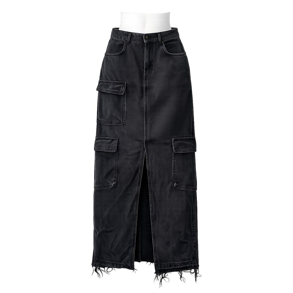 Robin’s Jean Black Utility Cargo Skirt Frayed Hem - Size EUR 38 = US Small